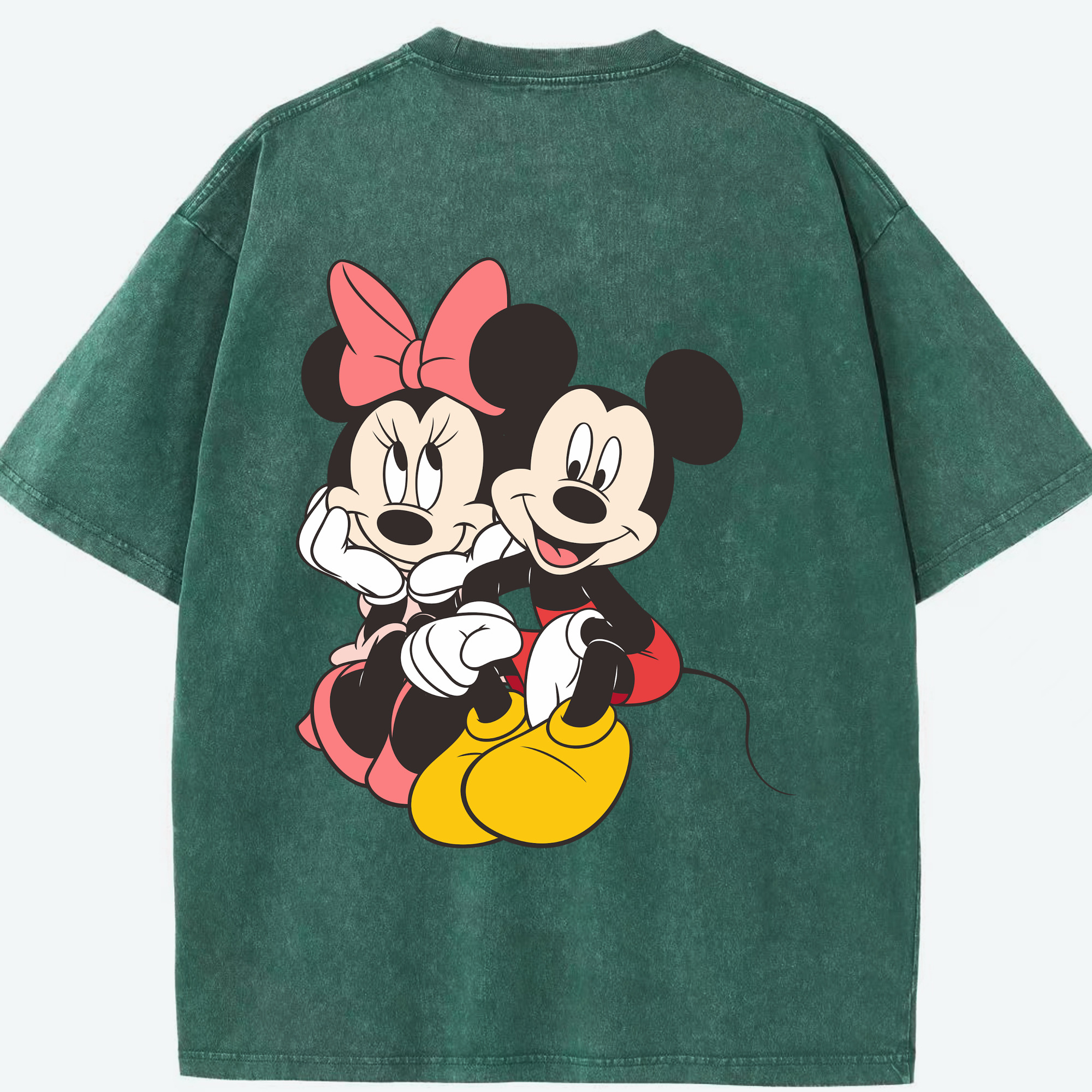 （画像用） ミッキーマウス Mickey Mouse 綿100% ヴィンテージ風 半袖Tシャツ（背面プリント）